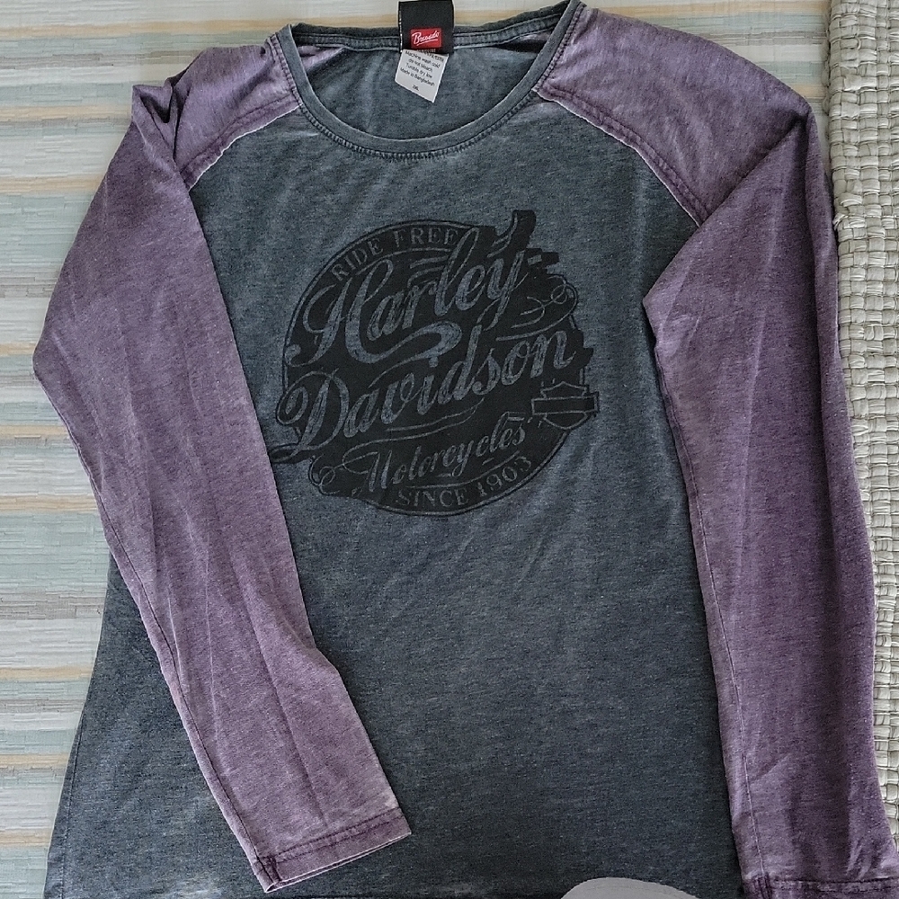 Harley-Davidson Charcoal and Lavender Long Sleeve Tee